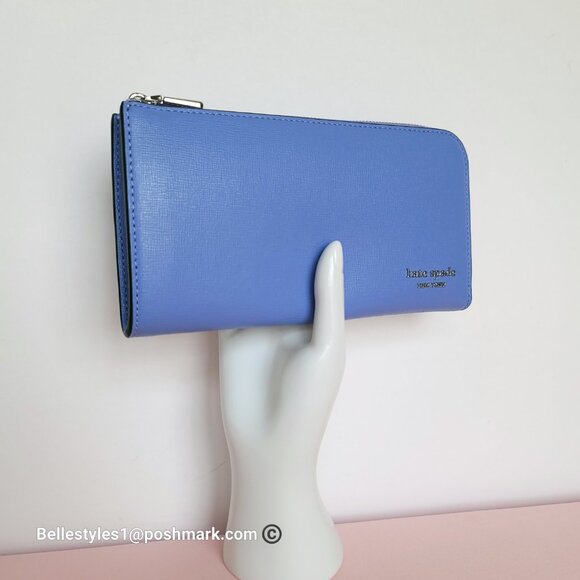 KATE SPADE Devin Saffiano Leather Zip-Around Continental Wallet-Dark Periwinkle⭐ - Picture 3 of 16